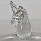Vintage Unicorn Crystal Clear Blown Glass Bubble Paperweight Figurine 4    1980s