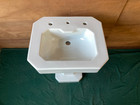 Antique 24x20 White Porcelain  Ceramic Bathroom Pedestal Sink Vtg Kohler 291-25e