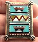 Relios Carolyn Pollack Brooch Pendant Sterling Silver Southwestern Inlay