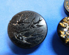 Lot Of 7 Birds Antique Victorian Black Glass Buttons Lusters-swallows-  