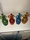 Set Of Four Vintage L e  Smith Moon And Star Pattern Glasscruets