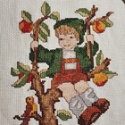 Vintage Hummel Needlepoint  hummel-the Apple Tree   Boy Sitting In An Apple Tree