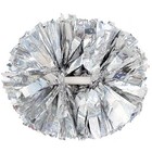  2pcs Metallic Holographic Cheerleader Pom Poms With Baton Handle Silver