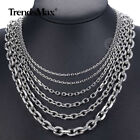 3-9mm 18-24  Stainless Steel Mens Silver Diamond Cut Rolo Cable Chain Necklace