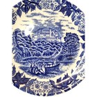 Japanese Porcelain Dishes Partial Set Blue   White English Castle Scene Vintage