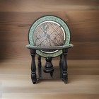 Vintage Style World Mini Globe Map Earth Rotates Desktop Decor Wooden Base 7in