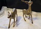 Vintage Pair Of Large Brass Deer Figurine Statues 