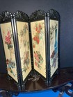 Vintage Chinese Miniature 4 Panel Screen With Box 1 12 Dollhouse 2 Sided
