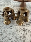 Vintage Angel Cherub Candle Holders Pair   Heavy Cast Metal   Ornate Gold Tone  