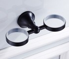 Oil Rubbed Bronze Wall Mounted Toothbrush Holder With Dual Ceramic Cups Ezh113