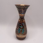 Vintage Turkish Copper Vase Hand Made Etched Painted