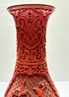 Vintage Chinese Carved Red Lacquer Cinnabar Vase 12  X 5  Part Repair  Art Craft
