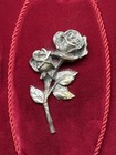 Vintage Italian Pewter Rose Sculpture A l  88  Pewter Italy W Velvet Stand