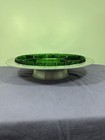 Vintage Anchor Hocking Emerald Green Glass   Lehman Aluminum Lazy Susan