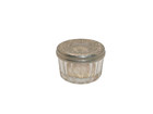 Vintage Clear Glass Vanity Powder Jar Silver Plated Lid With Mirror No Puff