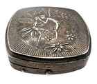 Antique Vintage Signed Djer-kiss Kissing Fairies Powder Compact W  Mirror