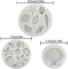 3 Pcs Marine Theme Cake Fondant Silicone Mold Seashell Conch Starfish Coral Baki