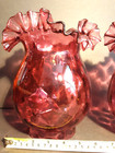 Superb Fenton  Cranberry Dimple Glass Oil paraffin kerosene Lamp Shade 4  Fitter
