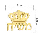 Moshiach Crown Hebrew Jewish Judaica Gold Metal Stainless Jewelery Pin Brooch