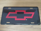 Vintage Chevy License Plate Red Bowtie Bow-tie Embossed Auto Tag Metal Old Stock
