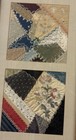 Pair Antique Victorian Crazy Quilt Framed Panels Faux Bamboo Aesthetic Movement