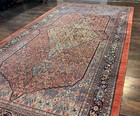 Antique Per sian Bidjar Rug 7x15 Unique Size Herati Pattern Red Blue Rare