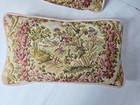 Vintage Tapestry Accent Throw Pillows Pair Floral Cottage French Country