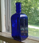Cobalt Blue Ayer s Hair Vigor Emb With Label Lowell Mass Bottle Nice