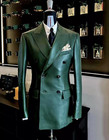 Leather Suits For Men Wide Peak Lapel Jacket Double Breasted Dinner Host Tuxedos