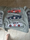 Unisex Kids L Gray Short Sleeve Crew Neck Graphic Racing Cars T-shirt
