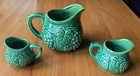 Vintage Ceramic Measuring Cups W  Embossed Grape Leaf Pattern  Set Of 3  Green