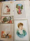 Victorian Scrapbook Page     Chromolithograph Scraps  Cards  C 1900  Two Sided  