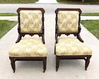 Pair--walnut Victorian Eastlake Parlor Side Chairs W lion Heads C1880