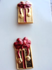 Vintage Jhb Buttons 1980 s Gift Present Box 2 Nos Metal Gold Tone Red 7 8  Nov