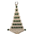 Vintage Boho Macrame Christmas Tree Cream W green Wood Beads 28  Long