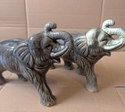 Vintage Pair Of Ceramic Elephant Figurines Grey