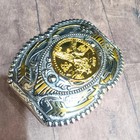 Centenario Belt Buckle Faux Mexican Western Rodeo Silver Goldtone Black Accents 