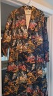Vintage Black Japanese  Kimono Traditional Landscape Geisha Robe
