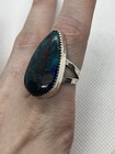 Sterling Silver  10ct Chrysocolla  parrot  Ring Size 8 75  h45 
