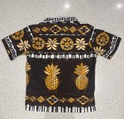 Vintage 60s Penneys Hawaii Cotton Barkcloth Tiki Pineapple Shirt Mens Medium