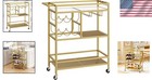 Bar Cart For Home Serving Wine Trolley With Wheels And Handle Gold