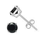 200 Ct Round Cut Simulated Diamond Black Solitaire Stud 14k White Gold Plated