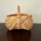 Vintage Primitive Small Buttocks Egg Splint Wood Basket