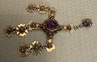 Vintage Yalalag Cross Pendant Signed Taxco Mexico Sterling Silver 925 Amethyst