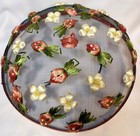 Vintage Mesh Food Dome Cover 15 75    Strawberry Raffia Picnic Cottagecore