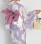 Japanese Summer Kimono Yukata Robe Watercolor Floral Kimono And Obi Set Women   s
