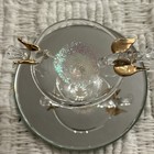 Vintage Murano Glass Hummingbird Bird Bath Centerpiece Gold Aventurine Trim 1960