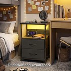 Night Stand With Charging Station  Black Led Nightstand  2 Drawers