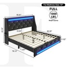 Full Queen Upholstered Bed Frame With Diamond Tufted Storage Bag Headboard