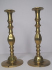 Antique Brass Candlesticks Pair Candle Holders Tiered Round  12  Inch